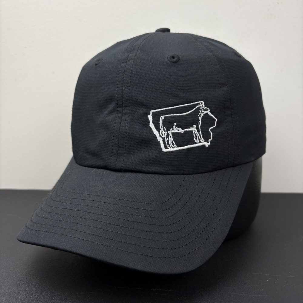 Iowa Cattle Cow State Map Embroidered Lightweight Performance Strapback Hat Cap